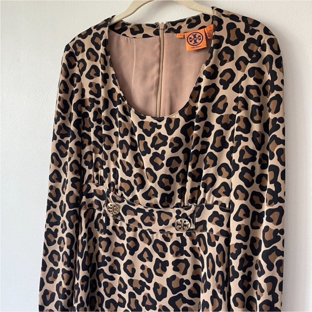Tory Burch Animal Print Long Sleeve Dress